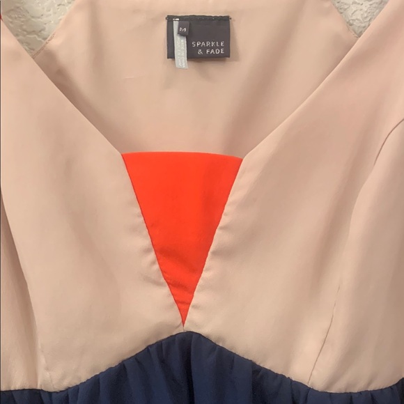 Sparkle & Fade Colorblock Dress - Navy, Cream, and Orange - Picture 3 of 7